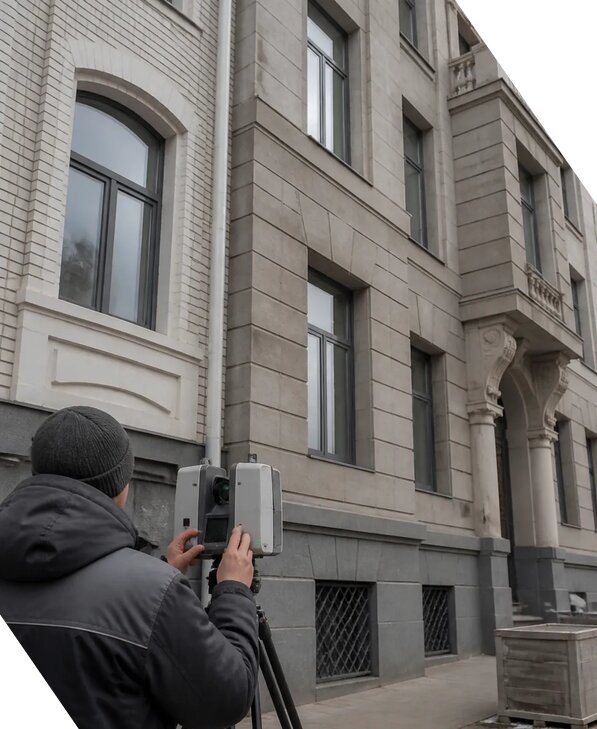 Лазерное сканирование фасадов зданий для обследования в Учалах